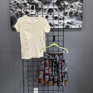 Anthropologie mini skirt with free people tee